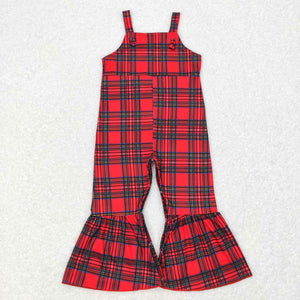 SR0479-- red&green plaid jumpsuit