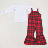 GLP0926--fall plaid top + jumpsuit girls outfits