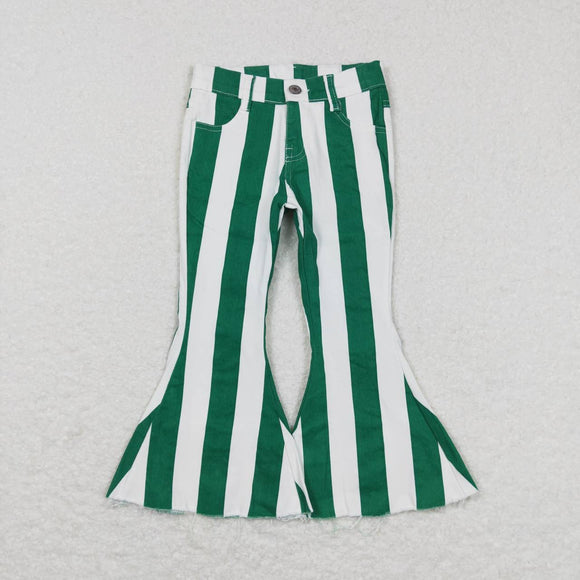 P0330-- green striped denim jeans