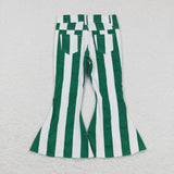 P0330-- green striped denim jeans