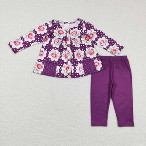 GLP0928--fall purple floral girls outfits