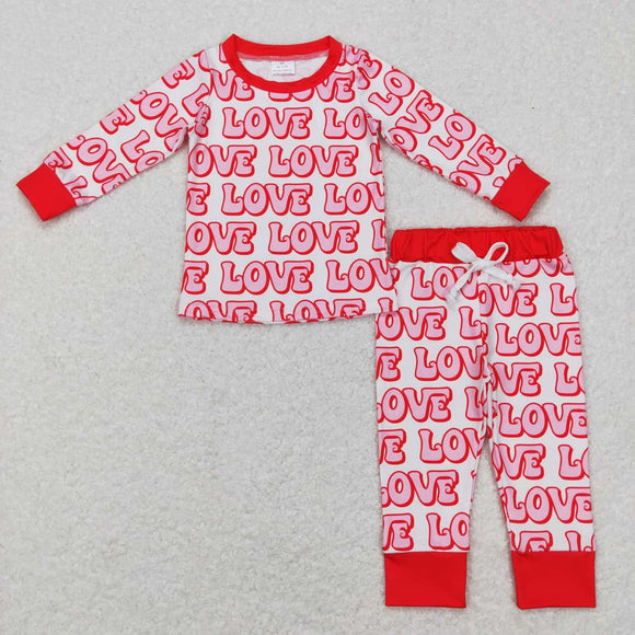 BLP0416-- Valentine's Day pink LOVE boy pajamas