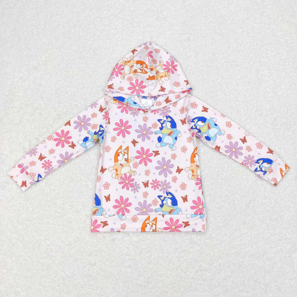 GT0395-- long sleeve fall floral and dog hoodie
