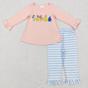 GLP0859-- long sleeve embroidered princess pink girls clothing