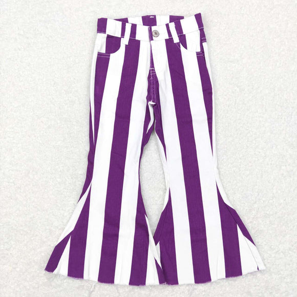 P0331--purple striped denim jeans