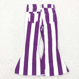 P0331--purple striped denim jeans