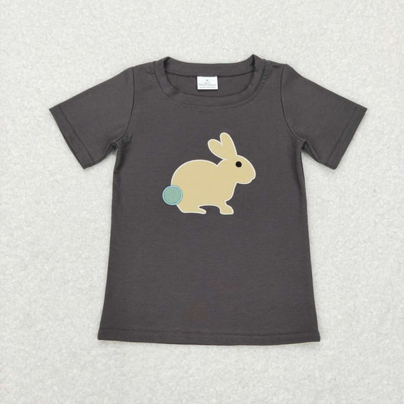 BT0444--short sleeve Easter embroidered bunny top