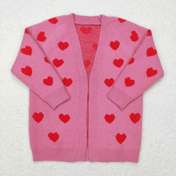 GT0372--long sleeve Valentine's Day pink cardigan