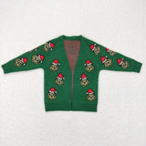 GT0371--pre order long sleeve Christmas cartoon green cardigan