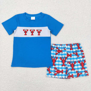 BSSO0280--summer embroidered crayfish boy outfits