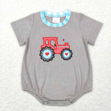 Sibling matching  Valentine's day embroidered tractor grey clothing