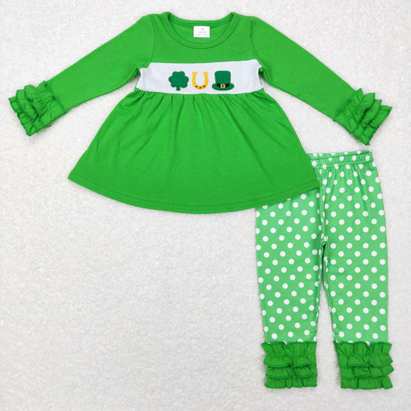 GLP0851-- St. Patrick embroidered long sleeve girls outfits
