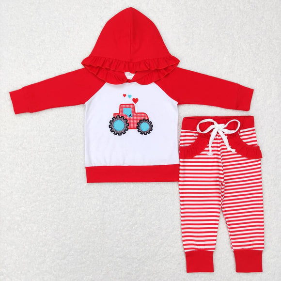 GLP0913---Valentine's Day embroidered tractor girls outfits