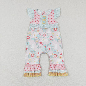 SR0466---Easter pink rabbit & floral romper