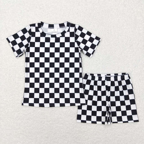 BSSO0327-- black checkerboard boy outfits