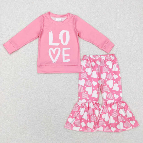GLP0867--- Valentine love pink long sleeve girls clothing