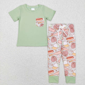 BSPO0166-- short sleeve baseball boy outfits