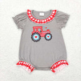 Sibling matching  Valentine's day embroidered tractor grey clothing