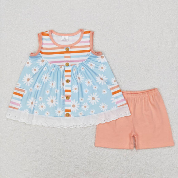 GSSO0403--summer small daisy orange girls outfits