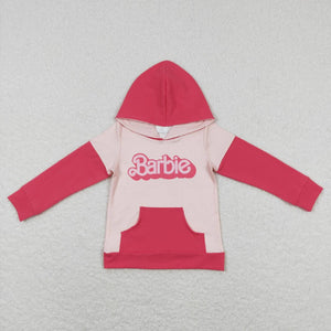 GT0400-Long sleeve cartoon girl pink hoodie
