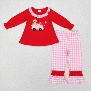 Sibling matching embroidery Valentine dog clothing