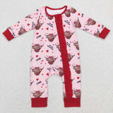 Sibling matching embroidery Valentine's day western cow  clothing