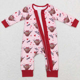 Sibling matching embroidery Valentine's day western cow  clothing