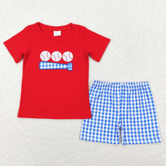 BSSO0388-- summer embroidery red boy outfits