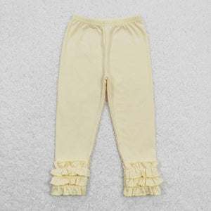 P0424--cotton yellow ruffle long legging