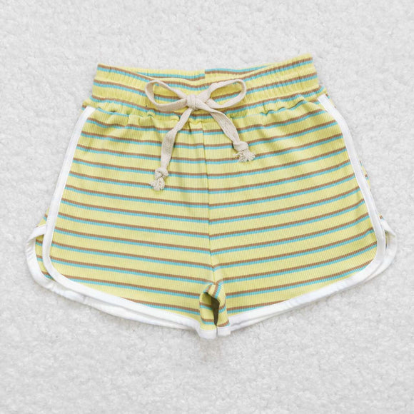 SS0245--summer green stripe cotton shorts