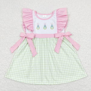 GSD0601-- short sleeve embroidery Easter rabbit & egg girls dress