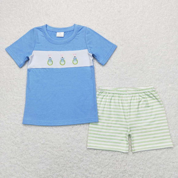 BSSO0398-- summer embroidery Easter rabbit & egg boys outfits