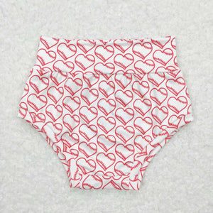 SS0170--- heart white pink baseball checker bummies