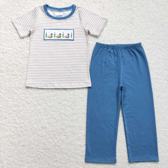 BSPO0305-- short sleeve duck embroidery boy outfits
