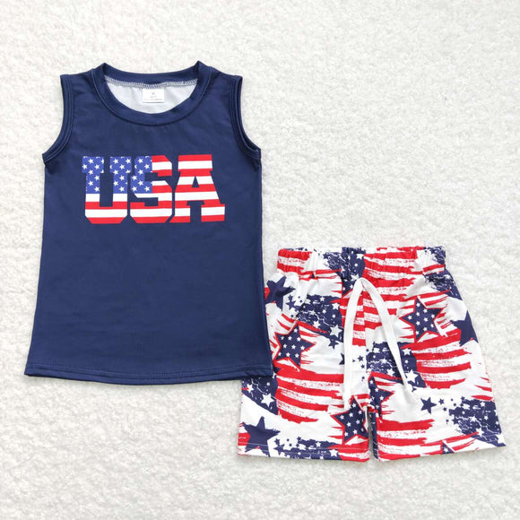 BSSO0461-- 4th July summer boy outfits
