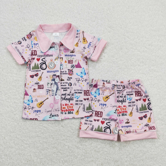 GSSO0578--summer pink singer girls pajamas