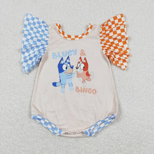 Plaid dogs baby kids summer romper