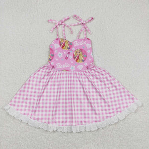 GSD0526--new style cartoon girls pink dress