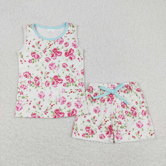 Sleeveless floral top shorts girls summer outfits