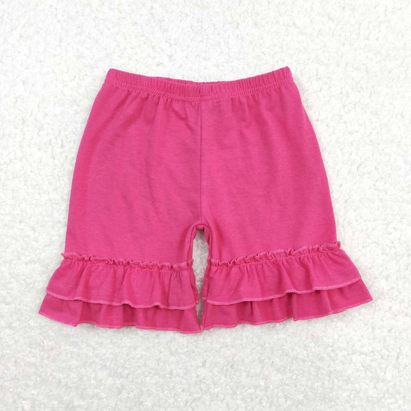 Hot pink ruffle cotton baby girls summer shorts