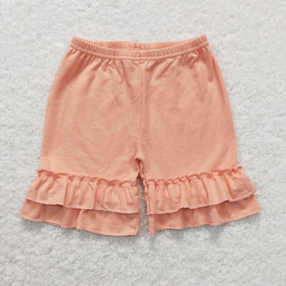 Peach cotton ruffle baby girls summer shorts