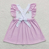 GSD0569--Easter embroidery rabbit purple girls dress