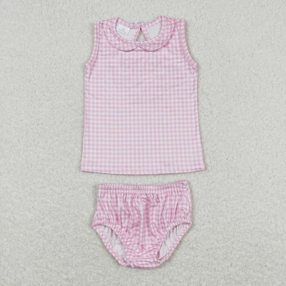 GBO0222--pink plaid  bummies outfits