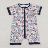 SR0581--short sleeve baseball romper
