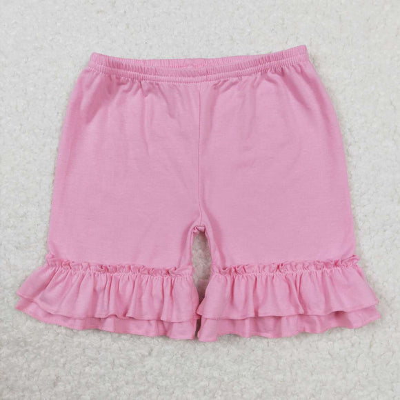 Pink ruffle cotton baby girls summer shorts