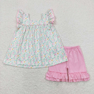 GSSO0487-- summer flower pink girl outfits