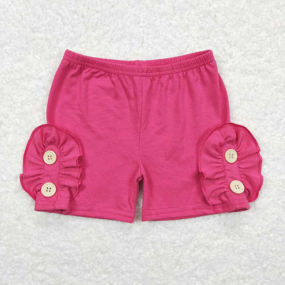 Hot pink cotton button baby girls summer shorts
