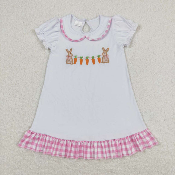 GSD0609-- short sleeve rabbit & carrot embroidery girls dress