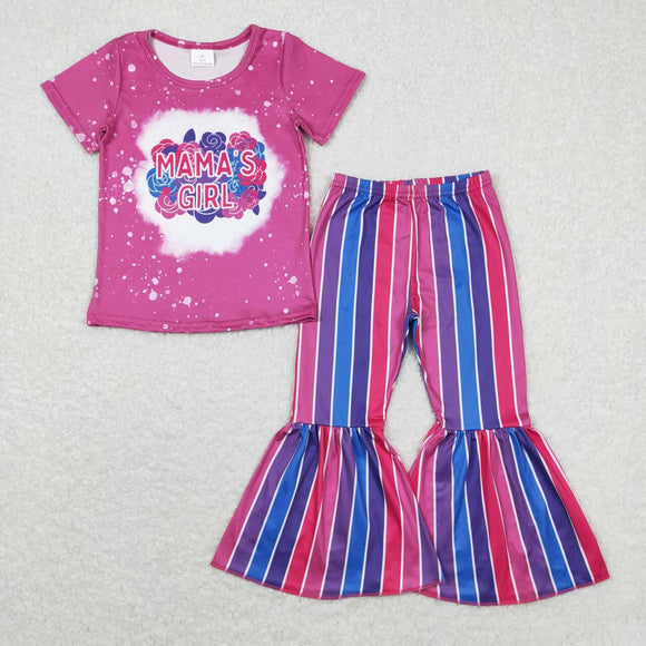 Mama's girl floral top stripe pants girls clothing