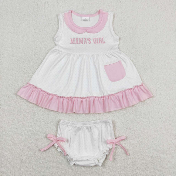 Embroidery Pink polka dots mama's girl tunic bummies girls clothing